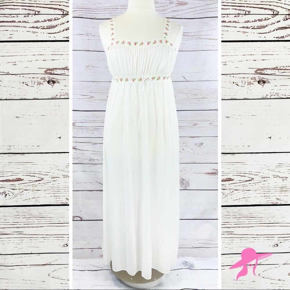 Lorraine vintage nightgown with rose lace sheer